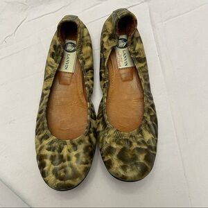 Lanvin Leopard Print Leather Flats Size 7.5